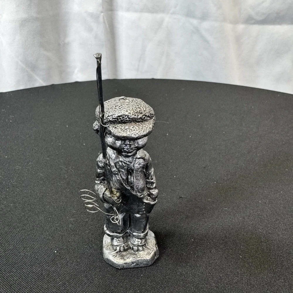 Michael Ricker Pewter Figurine‎ Boy Fishing Line  Pole Rod Signed